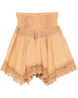 Charo Ruiz Lace-Trim Mini Skirt - Natural