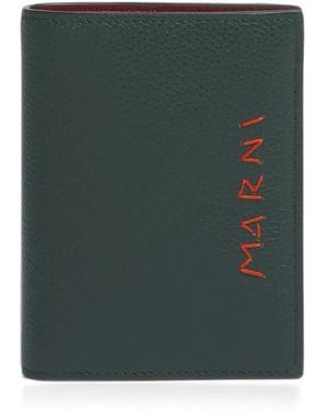 Marni Mending Logo Bifold Wallet - Green