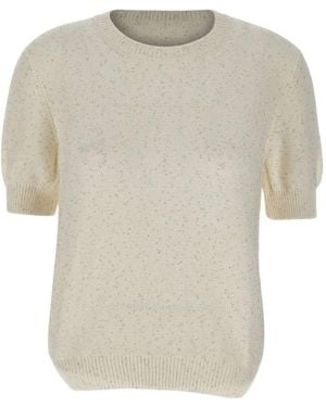 Gran Sasso Kurzärmeliger Pullover Mit Pailletten - Weiß