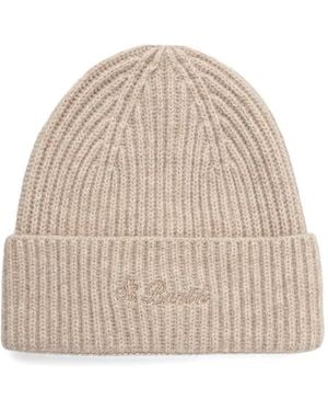 MC2 Saint Barth Ribbed-Knit Embroidered Beanie Hat - Natural