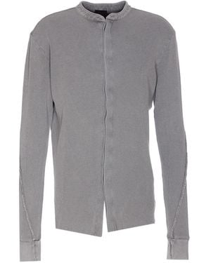 Thom Krom Ribbed Button-Front Top - Grey