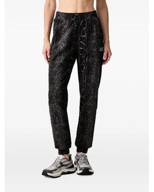 EA7 Snake-Print Track Pants - Black