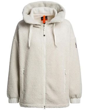 Parajumpers Sudadera Noelle De Vellón Con Capucha Y Cremallera - Blanco