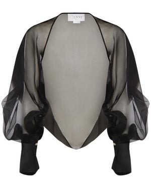 Genny Silk Cropped Blouse - Grey