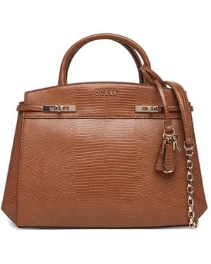 Guess Bolso Shopper Melinda Con Animal Print - Marrón
