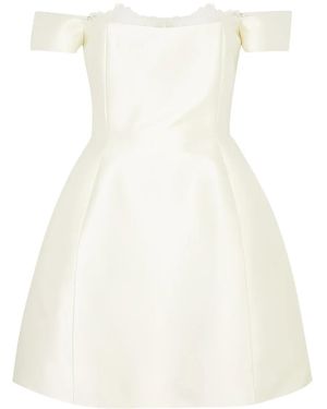 De La Vali Lace-Trimmed Satin Mini Dress - White