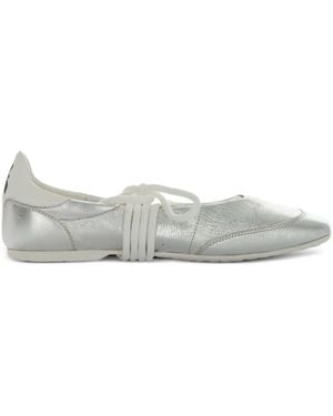 Patrizia Pepe Lace-Up Leather Ballet Flats - Grey