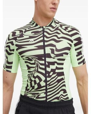 adidas Performance T-Shirt Met Golfpatroon En Rits - Groen