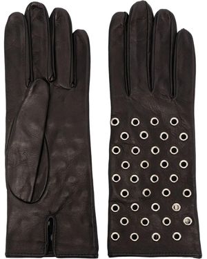 Manokhi Eyelet-Detail Leather Gloves - Black