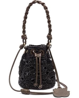Isla Braided-Handle Crochet Mini Bag - Black