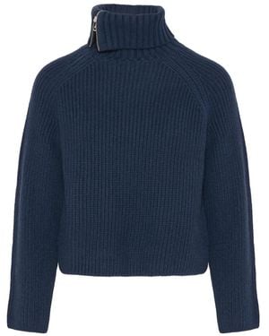 Yves Salomon Zip Knitted Sweater - ブルー