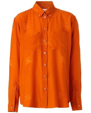 Burberry Embroidered Silk Polo Shirt - Orange