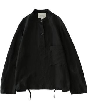 Studio Nicholson Baye Twill Grandad-Collar Pocket Shirt - Black