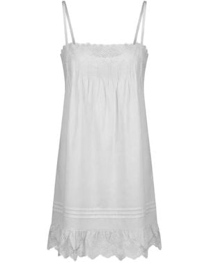 Saint Laurent Lace-Trim A-Line Mini Dress - White