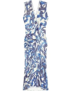 Dries Van Noten Sequin-Embellished Midi Dress - Blue