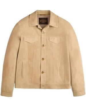 Tod's Suede Trucker Jacket - Natural
