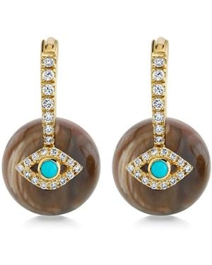 Sydney Evan 14Ct Evil Eye Diamond Drop Earrings - Metallic