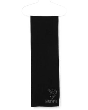 Moschino Crystal-Embellished Heart Scarf - Black