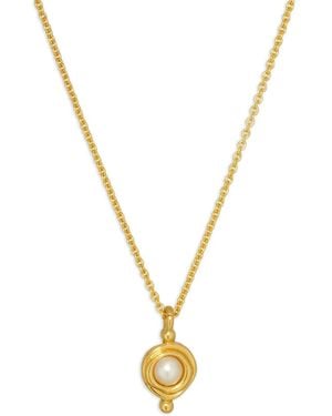 Ottoman Hands June Pearl Birthstone Necklace - Metallic