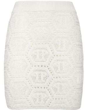Philipp Plein モノグラム ミニスカート - ホワイト
