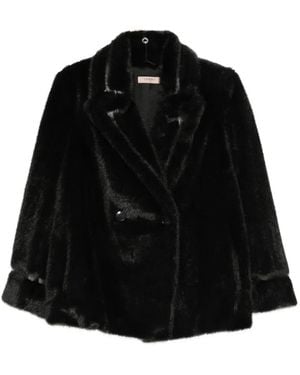 Twinset Doppelreihiger Mantel - Schwarz