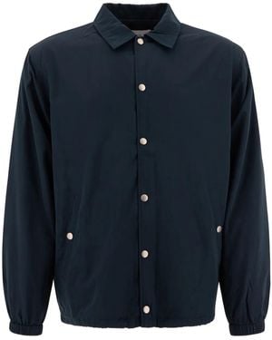 Maison Kitsuné Logo-Print Shirt Jacket - Blue