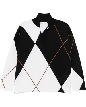 Max Mara Argyle Intarsia-Knit Sweater - Black
