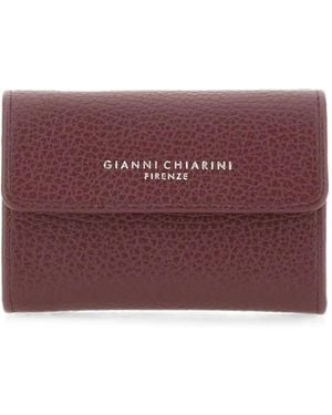 Gianni Chiarini Dollaro Hammered Leather Wallet - Purple