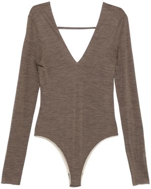 Alysi Body con cuello en V - Marrón