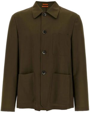Barena Button-Cuffed Wool Overshirt - Green