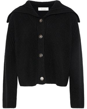 Yves Salomon Cárdigan De Canalé Con Cuello Marinero - Negro