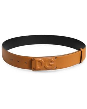 Dolce & Gabbana Embossed-Logo Leather Belt - White