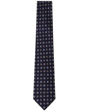 Hackett Geometric-Pattern Silk Tie - Blue