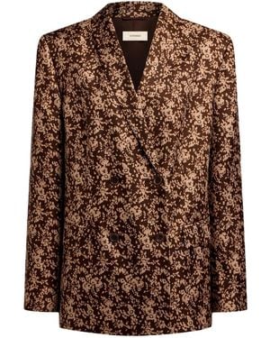 12 STOREEZ Floral-Print Double-Breasted Blazer - Brown