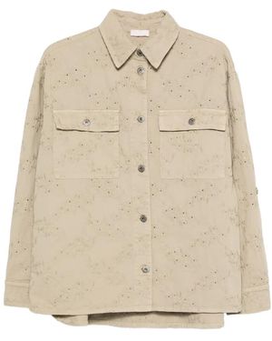 Liu Jo Pockets Eyelet Cotton Jacket - Natural