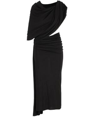 Balenciaga Draped Cut-Out Midi Dress - Black