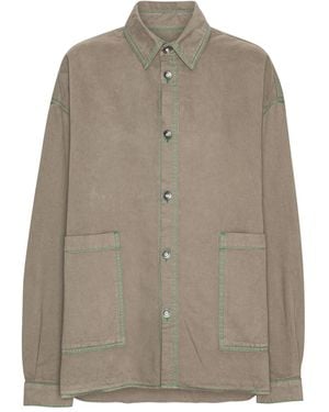 Henrik Vibskov コントラストステッチ シャツ - ブラウン