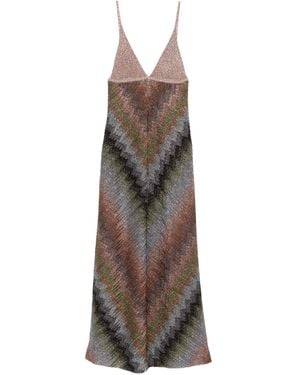 Missoni V-Neck Chevron Maxi Dress - Brown