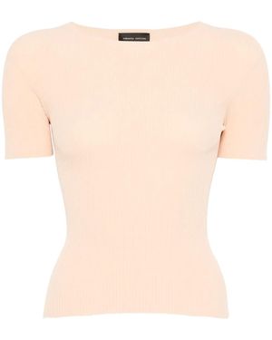 Roberto Collina ファインリブ Tシャツ - ナチュラル