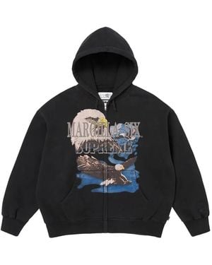 Supreme X Mm6 Maison Margiela Eagle-Print Zipped Hoodie - Nero