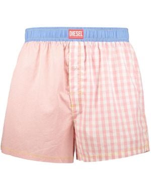 DIESEL Gingham-Pattern Logo-Detail Boxer - Pink