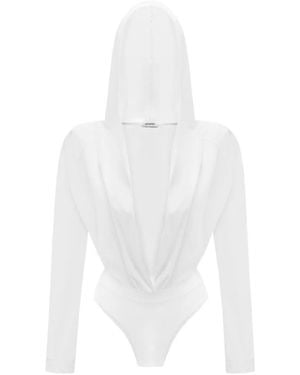 ANNAFOXY Draped Bodysuit - White