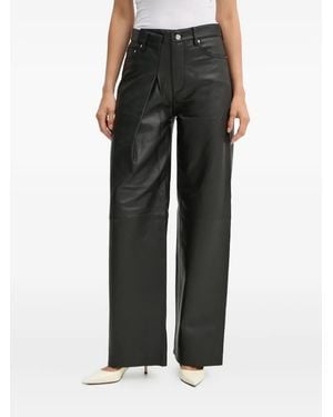 Won Hundred Pleated-Front Leather Pants - Black