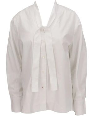 Isaia Tie-Neck Long-Sleeve Shirt - White