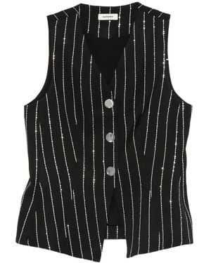 Sandro Striped Waistcoat - Black