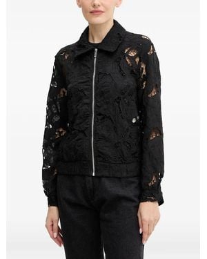 Morgan Bomberjacke Mit Blumenspitze - Schwarz