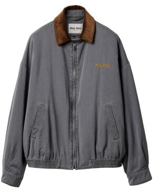 Miu Miu Bomberjacke mit Samtbesatz - Grau