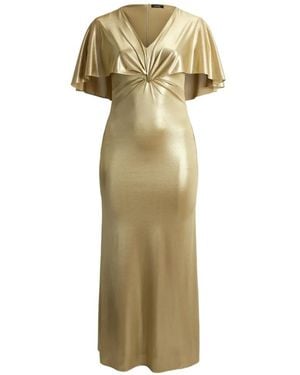 Ralph Lauren Twist-Front Cape Maxi Dress - Metallic