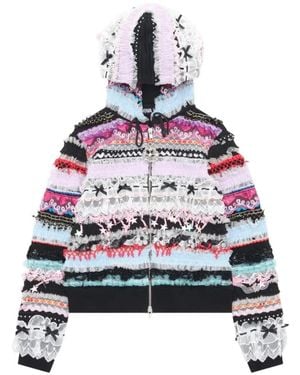 Chopova Lowena Ruffled Lace-Trimmed Hoodie - White