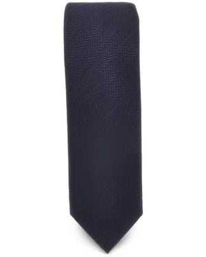Emporio Armani Herringbone Silk Tie - Blue